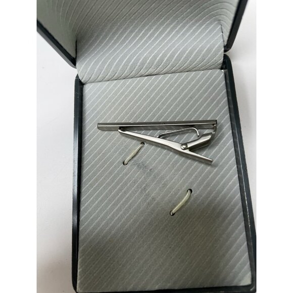 Lot Of 4 Tie Clips Metal Gold Uomo Charles Jourdan Trussardi Lancel Vintage - Picture 8 of 13